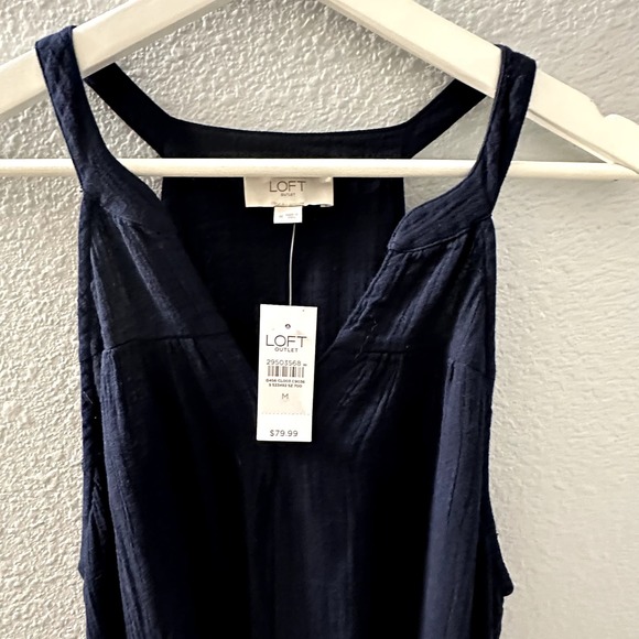LOFT Outlet Women's Navy Blue Sleeveless Split V-Neckline Midi Dress Medium NWT - Picture 5 of 8